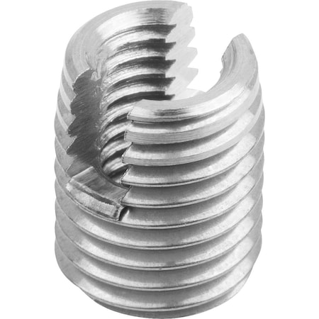 Threaded Insert Self-Tapping, W. Cutting Slit, M10, L=18, Stainless Steel Bright